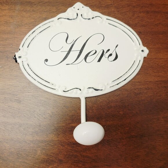 His and Her Coat/Clothes/Bath Hooks, Towel Hooks...Metal Wall Hanging French - Picture 4 of 7